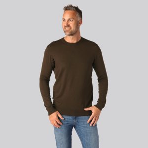 Bambus striktrøje o-hals i brun til mænd - Bambuni