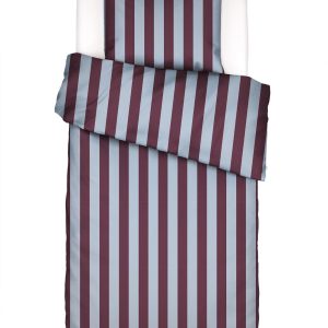 Minte Stripe Mauve wine - Ice blue 140x220+60x63