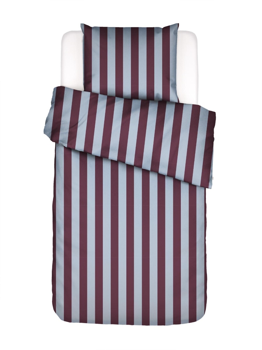 Minte Stripe Mauve wine - Ice blue 140x220+60x63