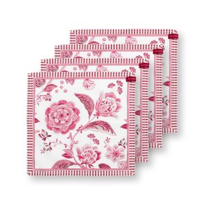 Pip Studio Set/4 Napkins Royal Regal Flower Red 40x40cm