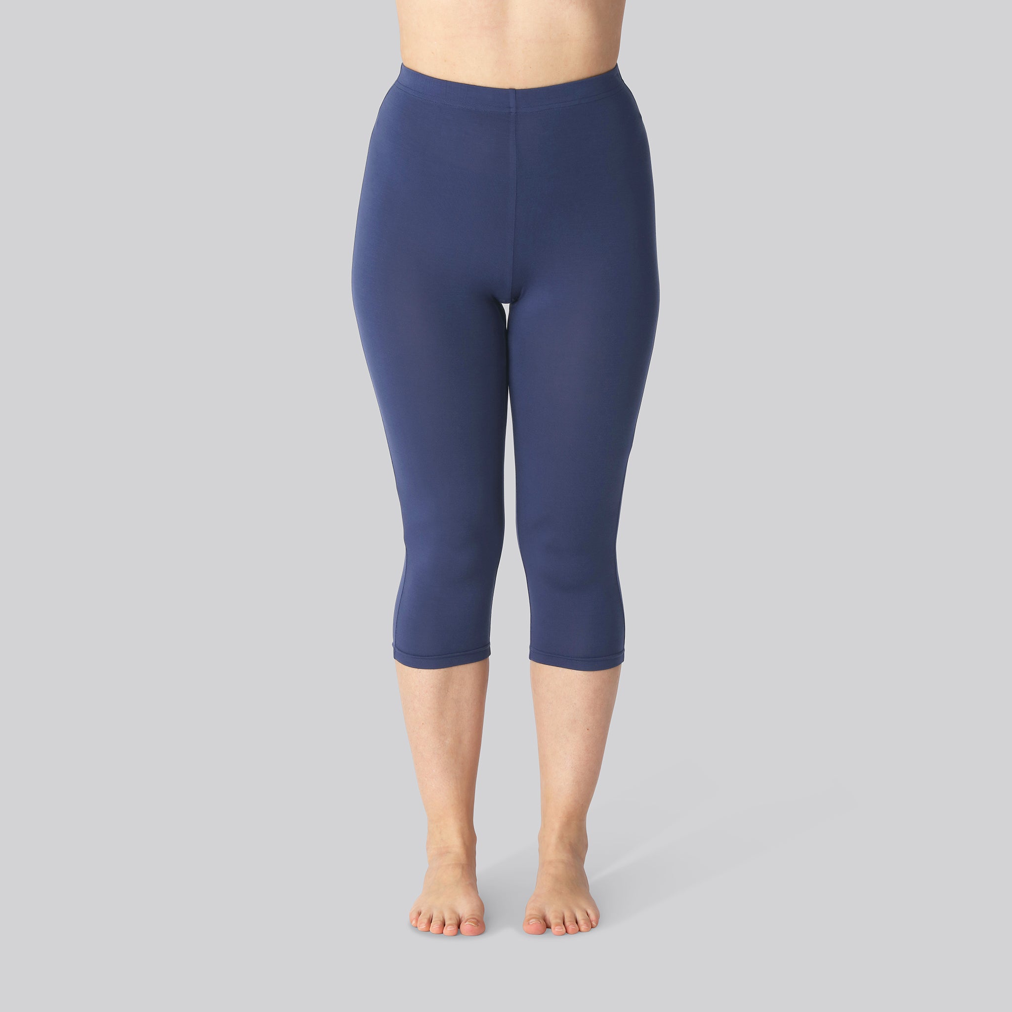 Bambus 3/4 leggings m. skjult elastik i navy til damer - Bambuni