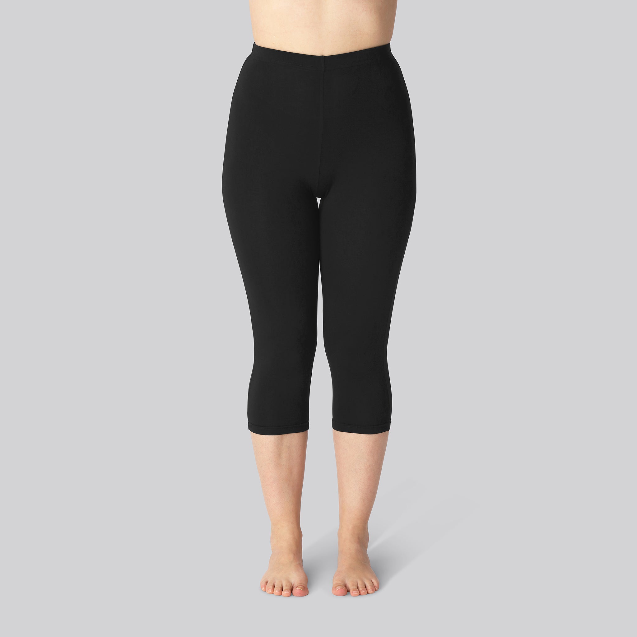 Bambus 3/4 leggings m. skjult elastik i sort til damer - Bambuni