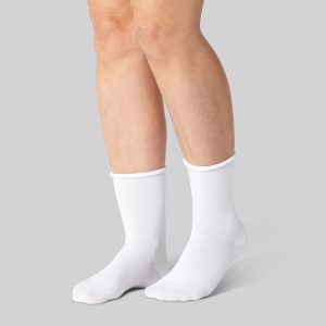 Bambus strømper m. rullekant i hvid til damer - Bambuni