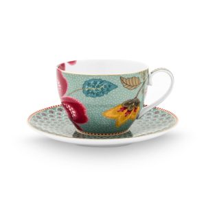 Cup and Saucer Blooming Tales Fantasy Blue