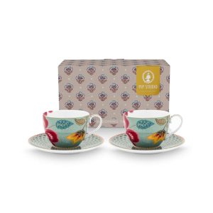 Set/2 Cups and Saucers Blooming Tales Fantasy Blue 300ml