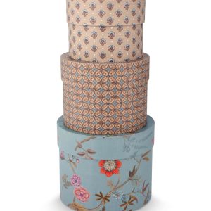 Set/3 Box Round Blooming Tales Blue-Khaki