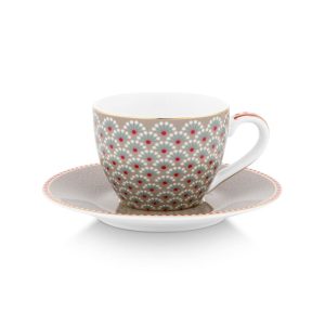 Espresso Cup and Saucer Blooming Tales Khaki