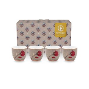 Set/4 Egg Cups Blooming Tales Fantasy Khaki