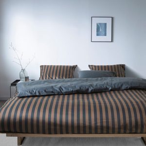 Marc Ó Polo Sengetøj Classic Stripe nany brown  - 200 x 200 + 2 stk. 60 x 63