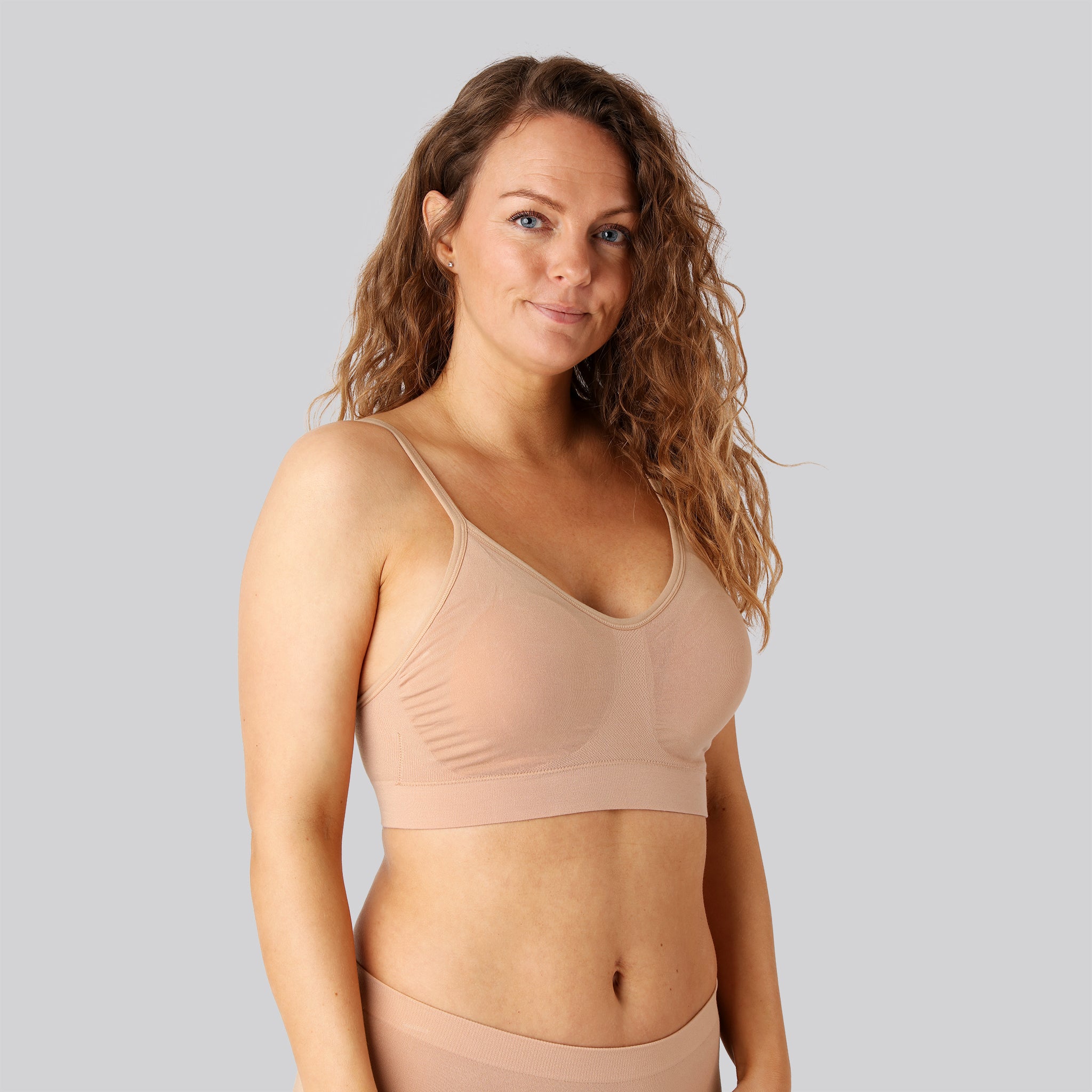 Bambus seamless bh m. smal strop i beige til damer - Bambuni