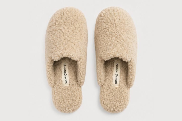 Slippers | Beige wool