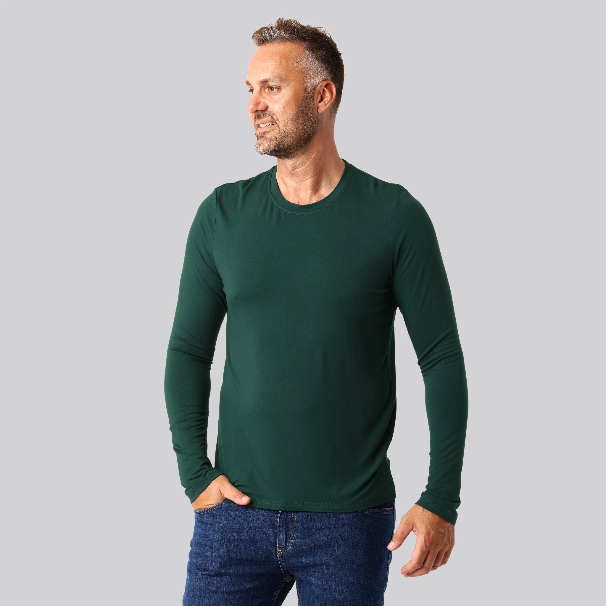 Bambus langærmet t-shirt grøn mænd - Bambuni