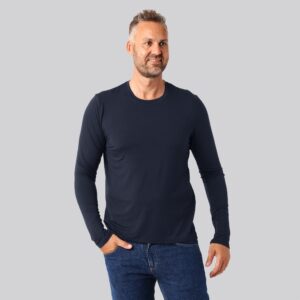 Bambus langærmet t-shirt navy mænd - Bambuni