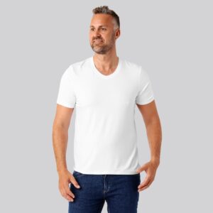 Bambus t-shirt v-hals hvid mænd - Bambuni