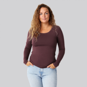 Bambus langærmet t-shirt bordeaux damer - Bambuni