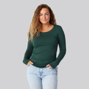 Bambus langærmet t-shirt grøn damer - Bambuni