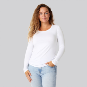 Bambus langærmet t-shirt hvid damer - Bambuni