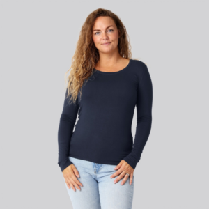 Bambus langærmet t-shirt navy damer - Bambuni