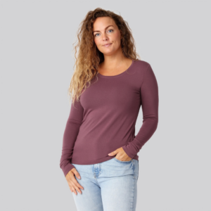 Bambus langærmet t-shirt rose damer - Bambuni