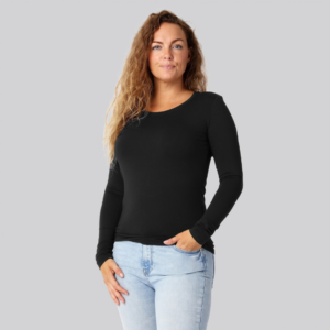 Bambus langærmet t-shirt sort damer - Bambuni