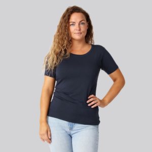 Bambus t-shirt o-hals navy damer - Bambuni