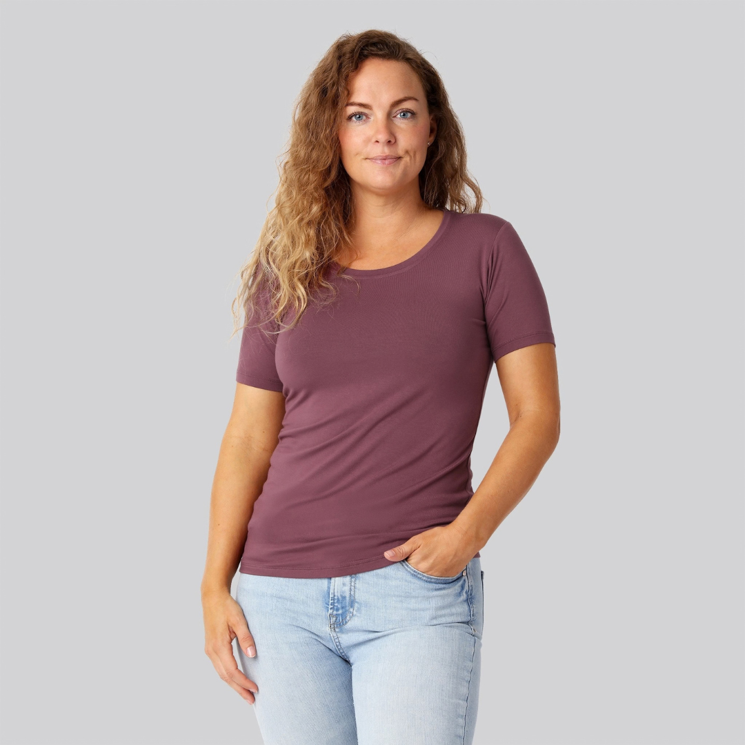 Bambus t-shirt o-hals rose damer - Bambuni