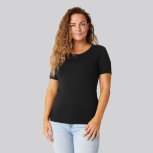 Bambus t-shirt o-hals sort damer - Bambuni