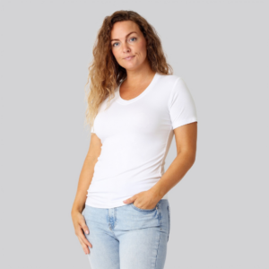 Bambus t-shirt v-hals hvid damer - Bambuni
