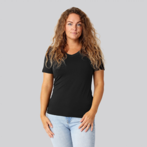 Bambus t-shirt v-hals sort damer - Bambuni